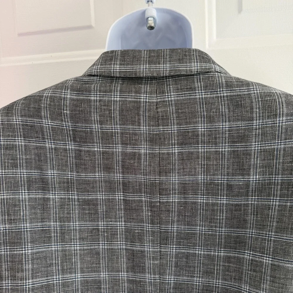Hugo Boss Sport Coat Mens 44R Gray Plaid Cotton Linen James 4 Blazer 2 Button